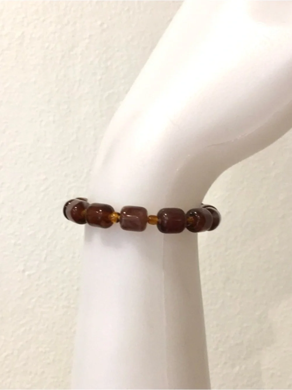 Chocolate Brown glass beads stretchy bracelet